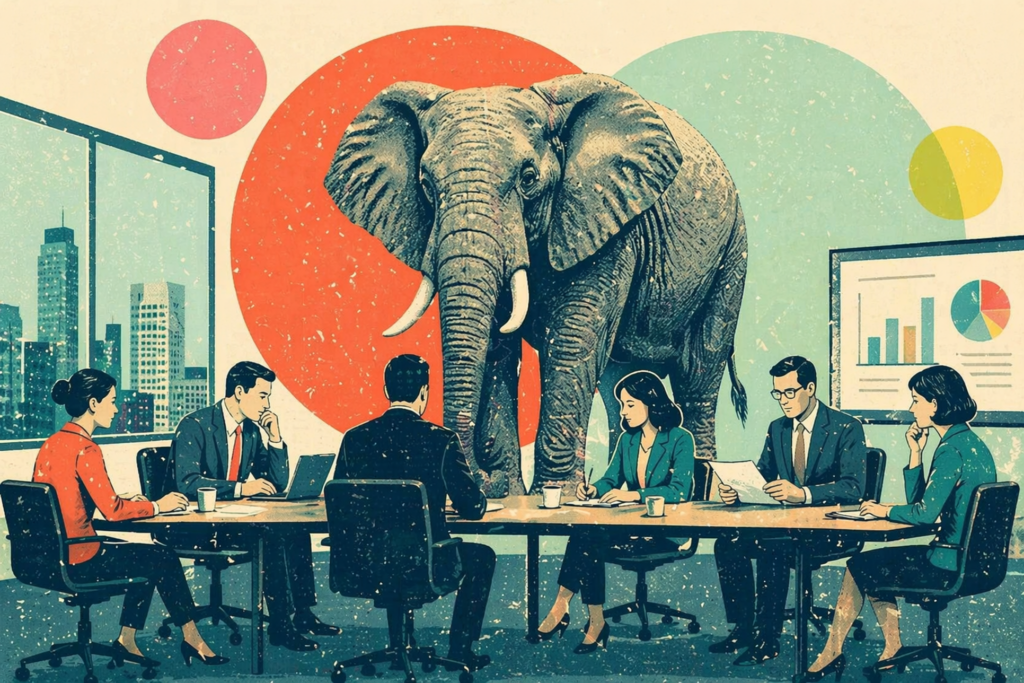 imagen de un elefante en una oficina